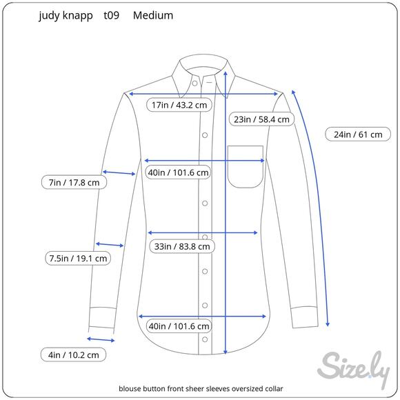 blouse button front sheer sleeves oversized collar - Picture 2 of 10